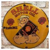 Shell Motor Oil with Popeye Vintage Porcelain Enam