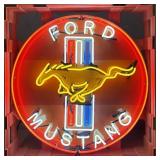 Ford Mustang Single-Sided Neon Porcelain Box Sign