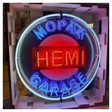 Mopar Hemi Garage Single-Sided Neon Porcelain Box