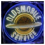 Oldsmobile Service Single-Sided Neon Porcelain Box