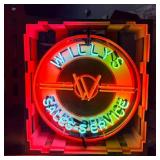 Willys Jeep Sales-Service Single-Sided Neon Porcel