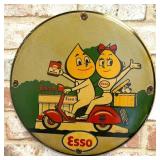 Esso Oil Drop Boy & Girl Porcelain Enamel Sign (12