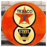 Texaco with Ethyl Gasoline Porcelain Enamel Sign (