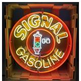 Signal Gasoline Traffic Light Neon Porcelain Sign