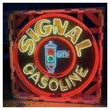 Signal Gasoline Traffic Light Neon Porcelain Sign