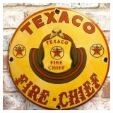 Texaco Fire-Chief Porcelain Enamel Sign (12in)