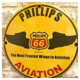 Phillips 66 Aviation 12-Inch Porcelain Enamel Sign