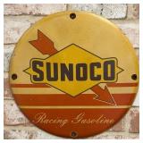 Sunoco Racing Gasoline Vintage Porcelain Enamel Si