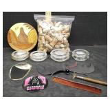 CORKS,GLASS ASHTRAYS & MORE