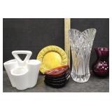2 VASES,KITCHEN SPOON HOLDER & MORE