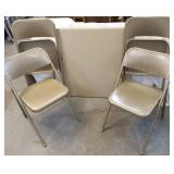 4 METAL FOLDING CHAIRS AND CARD TABLE