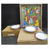 CANVAS PAINTING, DISHES 3 OF EACH (MIKASA)
