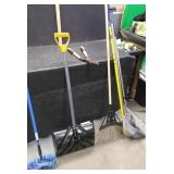 SNOW SHOVEL, RAKE, MINNOW NET, AND MORE
