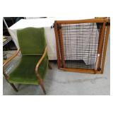 GREEN ARM CHAIR & PET GATES