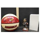 U OF L BOBBLE HEAD & SIGNED BALL, ANGEL McCOUGHTRY