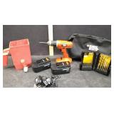 BLACK & DECKER DRILL, XTRA BATTERY, DRILL BITS&