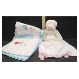 CHILDREN'S, HAND SEWN DOLL & BLANKET