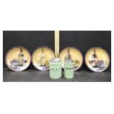 JADEITE CANISTER CONTAINERS, DECOR WINE PLATES