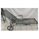 WROUGHT IRON LOUNGER MISSING CLIP FOR ONE WHEEL