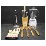 OSTER BLENDER,GINSU KNIVES,PAPER TOWEL HOLDER