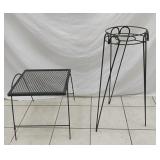 METAL OUTDOOR END TABLE AND PLANT STAND