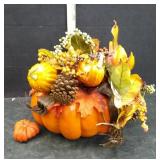 LARGE PUMPKIN & FLORAL DECOR