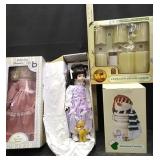 2 DOLLS,SNOWMAN CANISTER & LED CANDLES