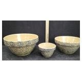 SET OF 3 BOWLS, PR.RANSBOTTOM BLUE, ROSEVILLE, OH