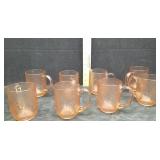 SET 6 ARCOROC FRANCE ROSALINE PINK GLASS MUGS