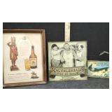 METAL SIGN, FRAMED VTG ADVERTISEMENT & MORE