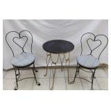 COCE A COLA STYLE TABLE AND 2 CHAIRS
