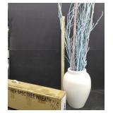 7 FOOT CHRISTMAS TREE AND VASE W/DECOR