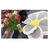 VASE OF TULIPS & FOAM DAISY