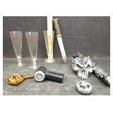 BUDWEISER PILSNER GLASSES, COSTUME PROP, KNIFE