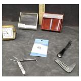 2 MENS WALLETS, FOSSIL & PERRY ELLIS, MULTI TOOL,