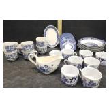 BLUE/WHITE DISHES, MUGS, BOWLS