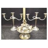 WALLACE SILVERPLATE FOUNTIAN MUSICBOX & CANDELABRA