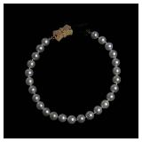 14K Yellow Gold Bow Clasp Pearl Bracelet