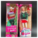 2 Barbie Dolls Holiday Season & Tree Trimming