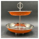 Retro Orange 2 Tier Serving Tray