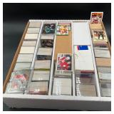 Box of Assorted Trading Cards Football, Hockey +