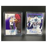 2 Autographed & Numbered NFL Football Cards