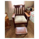 Wooden rocker and footstool