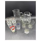 Assorted clear glass drinkware