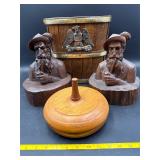 Wooden decor and waste basket