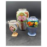 Stunning Trio of Iridescent Art Glass Vases