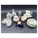 vintage-style porcelain/ glass vanity collectibles