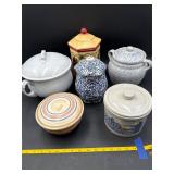 Lidded crocks and jars
