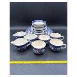 Vintage Blue Willow Ware Dishes - 25-Piece Set