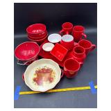 Red ceramic dishes
